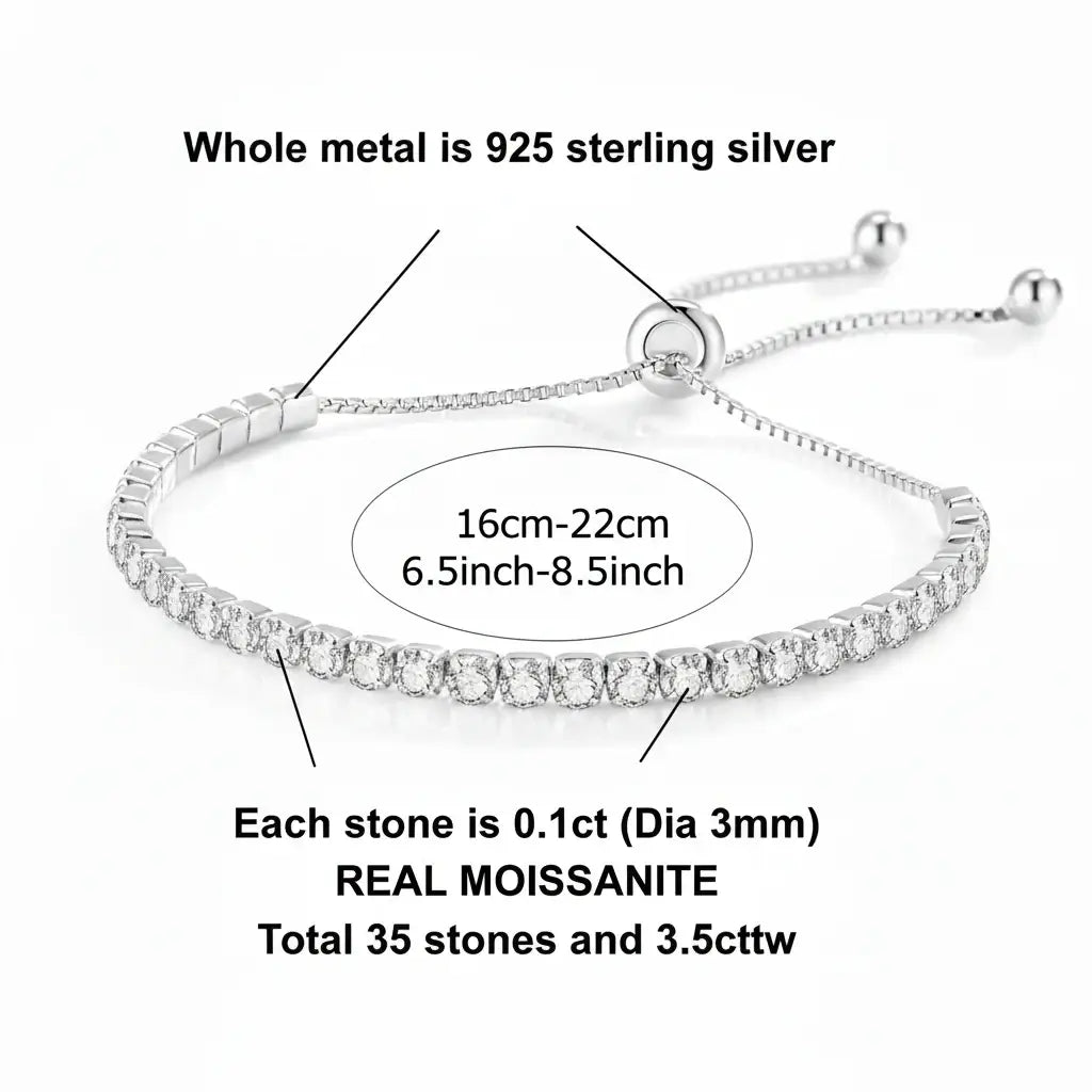 Sterling silver moissanite tennis bracelet Brilliant Cut 925 Sterling-1