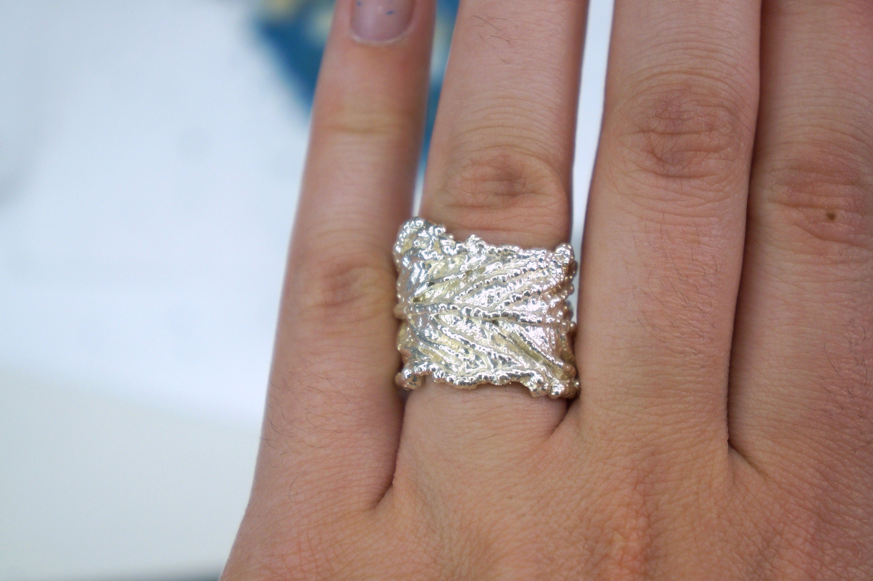 Silver Leaf Ring, 925 Sterling Silver Jewelry, Adjustable Statement Jewelry, Gift for Her, Birthday Gift for Women, Handmade Jewelry-2