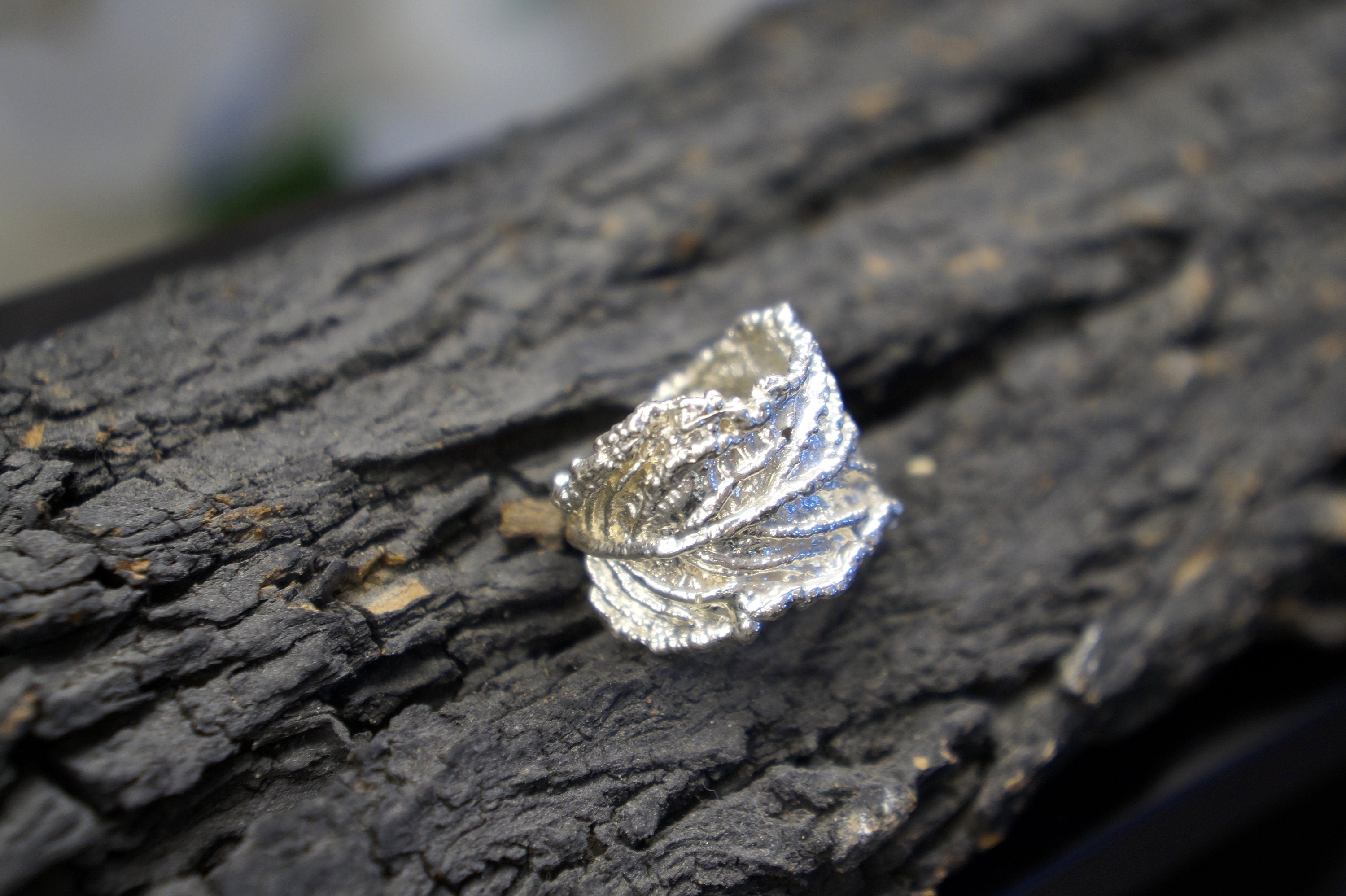 Silver Leaf Ring, 925 Sterling Silver Jewelry, Adjustable Statement Jewelry, Gift for Her, Birthday Gift for Women, Handmade Jewelry-0