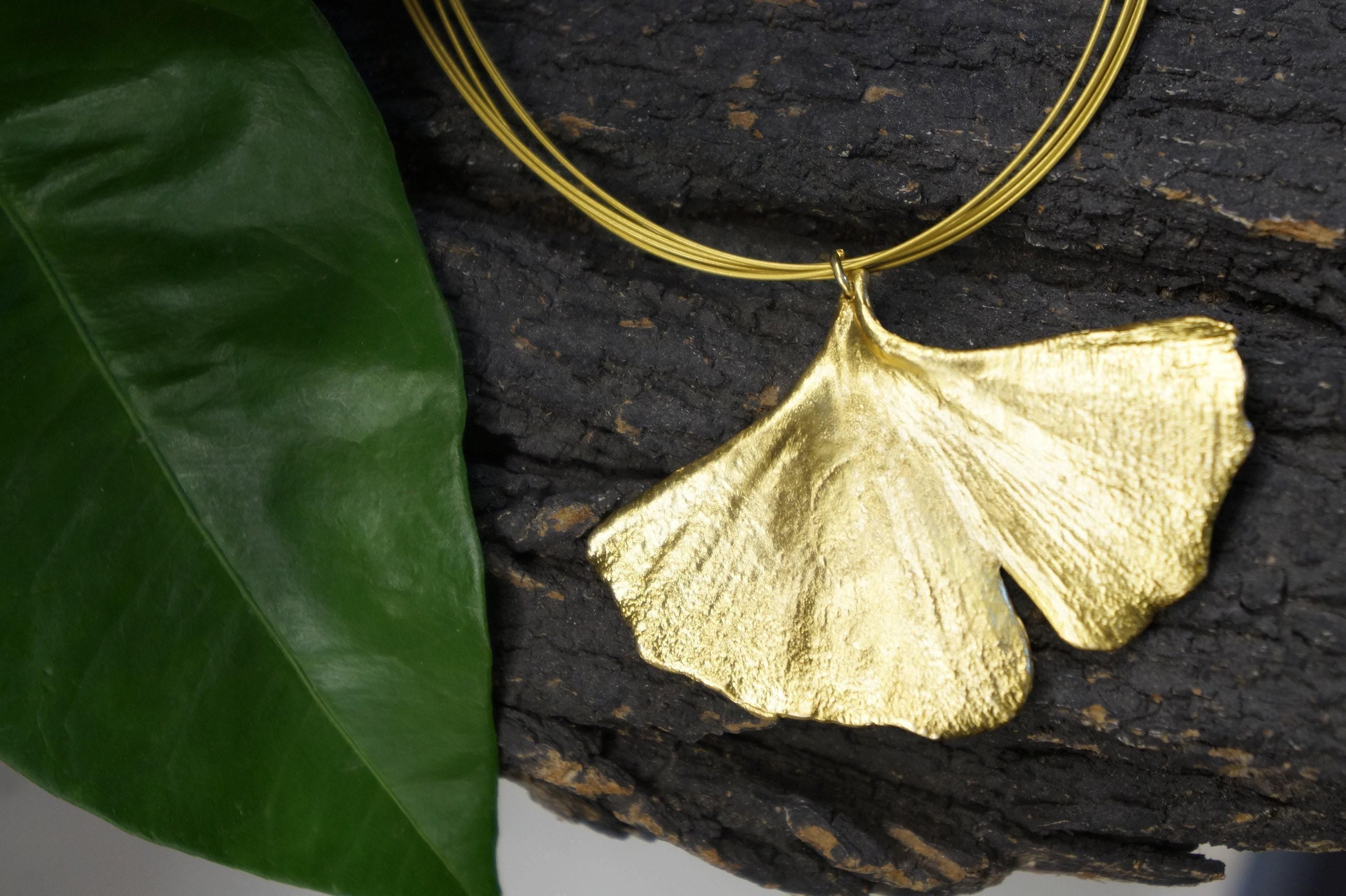 Ginkgo Leaf Necklace, Gold-Plated Sterling Silver Jewelry, Gold Pendant, Handmade Jewelry, Jewelry for Women, Birthday Gift, Gift for Her-0