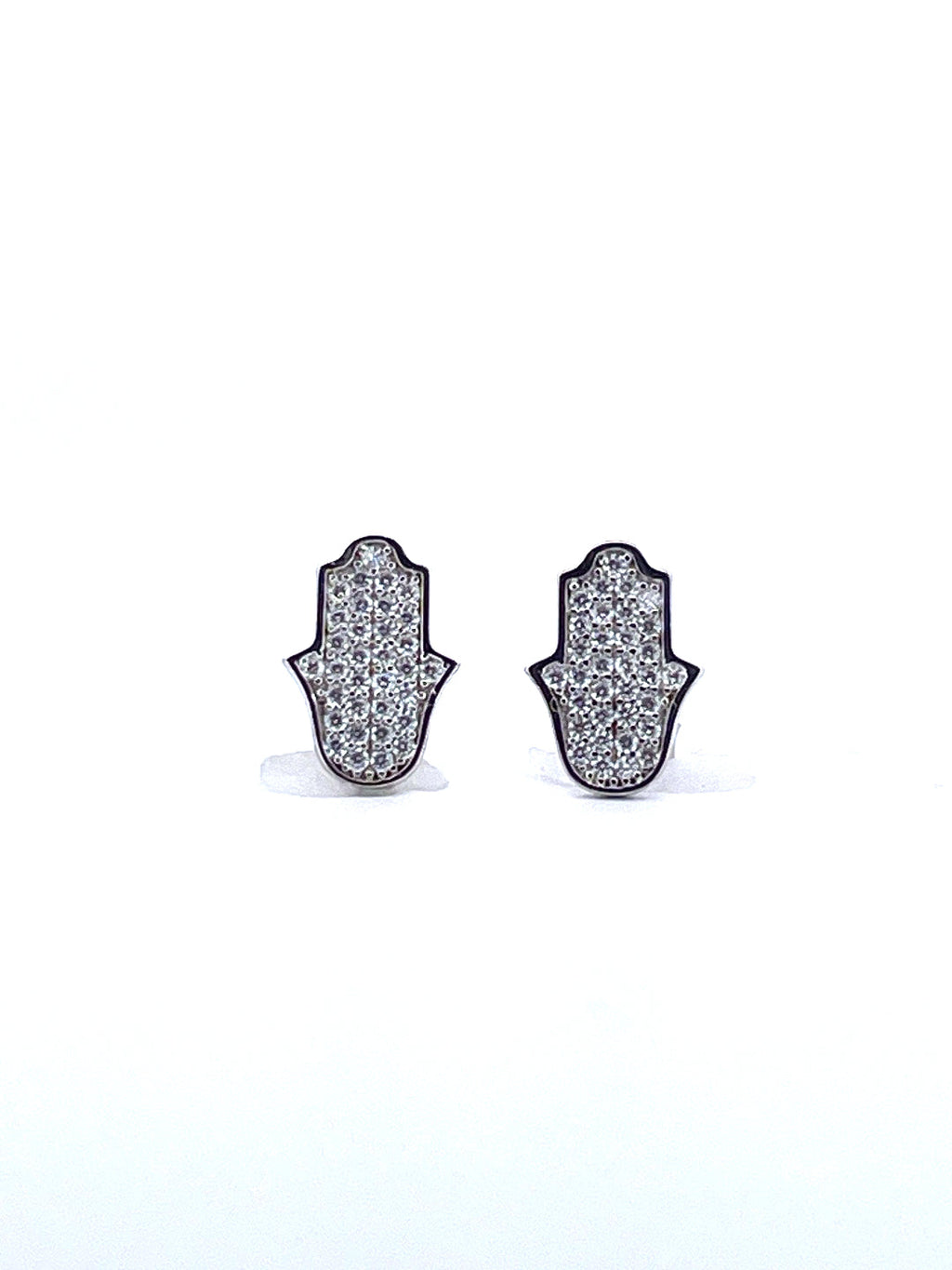 925 Sterling Silver Moissanite Hamsa Stud Earrings-0