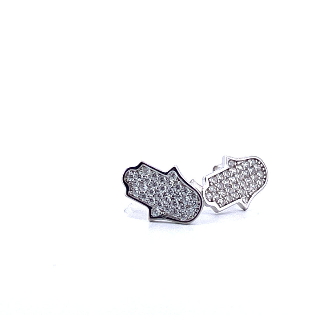 925 Sterling Silver Moissanite Hamsa Stud Earrings-2